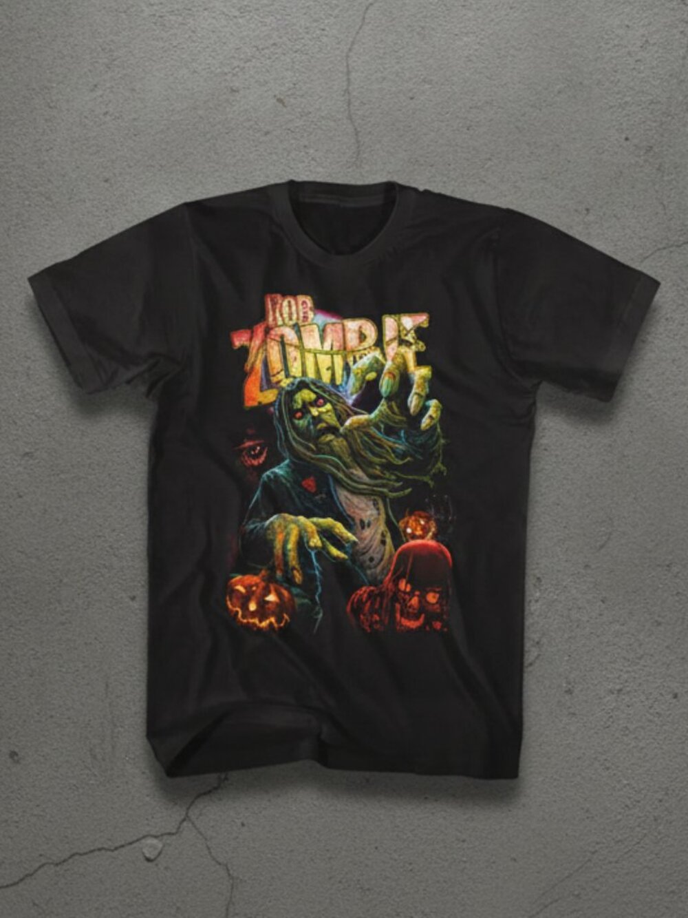 Rob Zombie Halloween Nightmare Pumpkin Horror Black Graphic T-Shirt